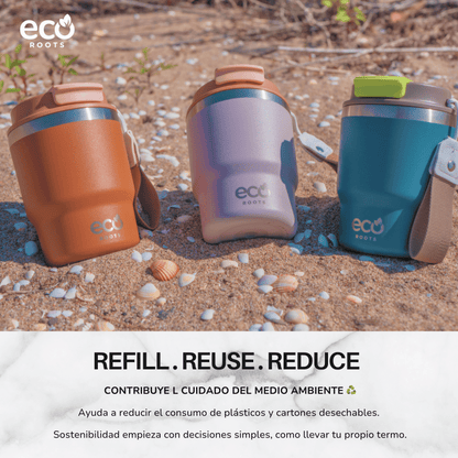 ECOROOTS Evergreen I Termo y vaso térmico 360 ml (Lila Lavanda)