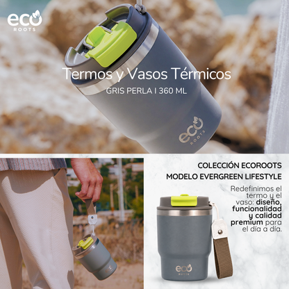 ECOROOTS Evergreen I Termo y vaso térmico 360 ml (Gris Perla)