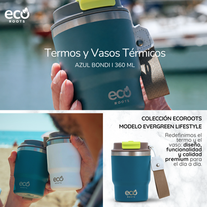 ECOROOTS Evergreen I Termo y vaso térmico 470 ml (Azul Bondi)