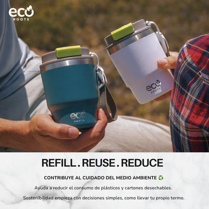 ECOROOTS Evergreen I Termo y vaso térmico 470 ml (Azul Bondi)