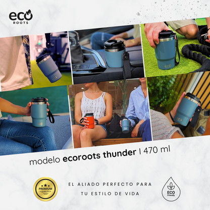 ECOROOTS Thunder I Termo 470 ml I Vaso térmico (Azul Midnight)