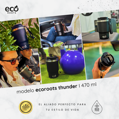 ECOROOTS Thunder I Termo 470 ml I Vaso térmico (Negro Antracita)