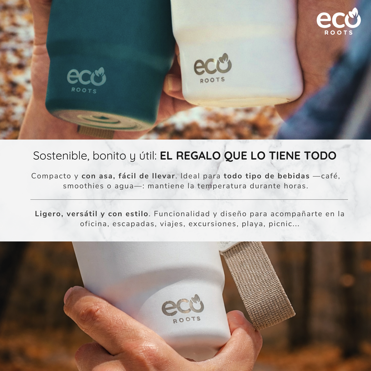 ECOROOTS Evergreen I Termo 360 º I Vaso térmico (Blanco Marfil)