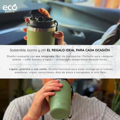 ECOROOTS Thunder I Termo y vaso térmico 470 ml (Verde Army)