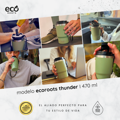 ECOROOTS Thunder I Termo 470 ml I Vaso térmico (Verde Army)