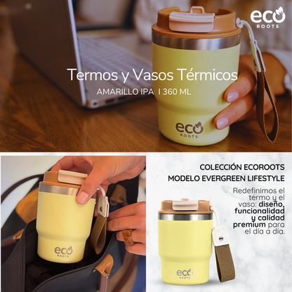 ECOROOTS Evergreen I Termo y vaso térmico 360 ml (Amarillo Ipa)