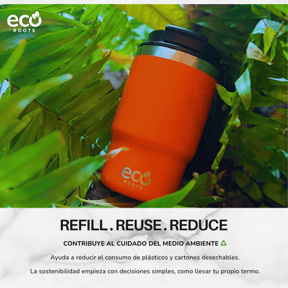 ECOROOTS Thunder I Termo 470 ml I Vaso térmico (Naranja Mars)