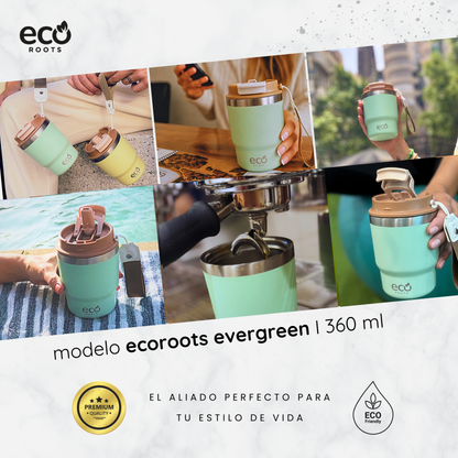 ECOROOTS Evergreen I Termo y vaso térmico 360 ml (Verde Fresh)