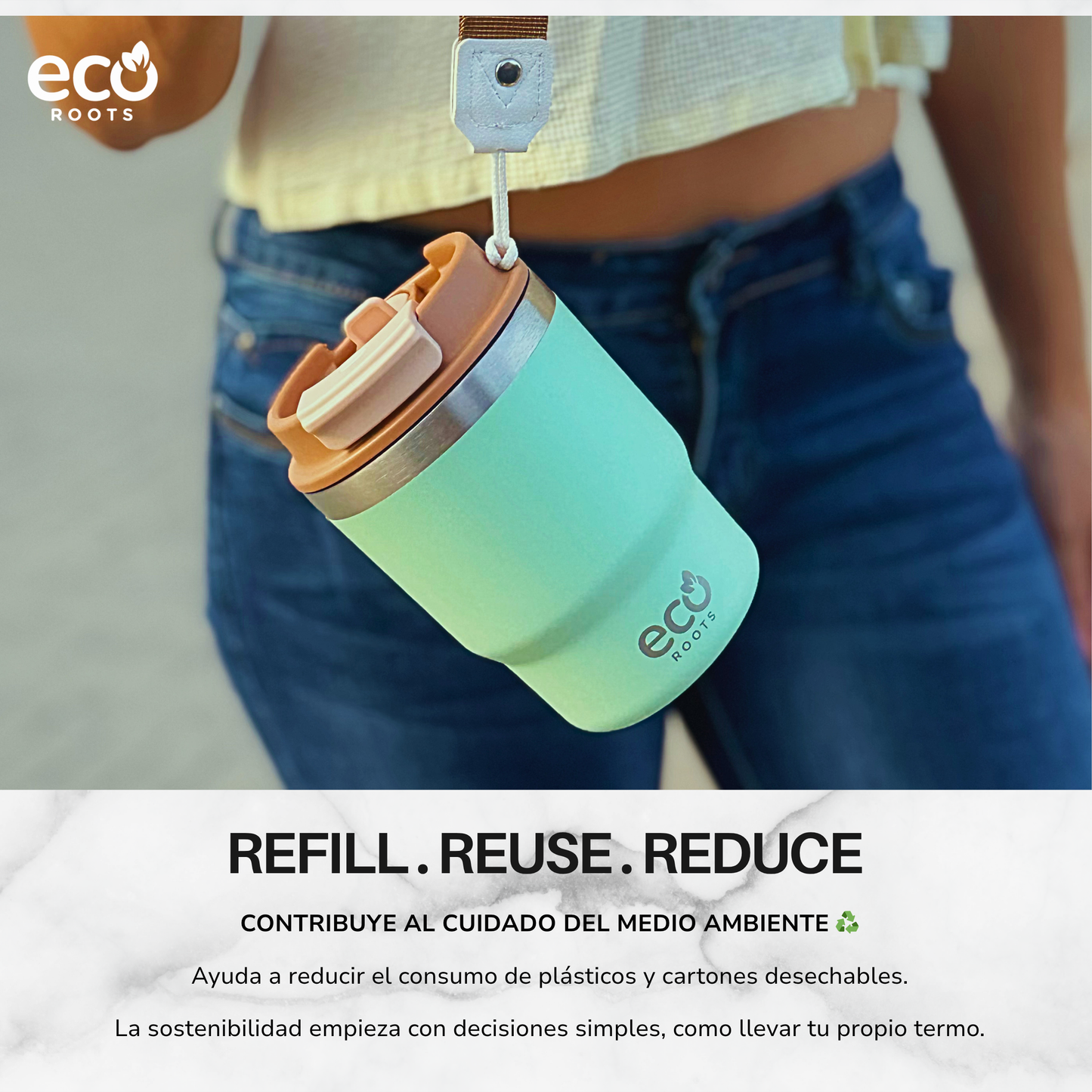 ECOROOTS Evergreen I Termo y vaso térmico 360 ml (Verde Fresh)