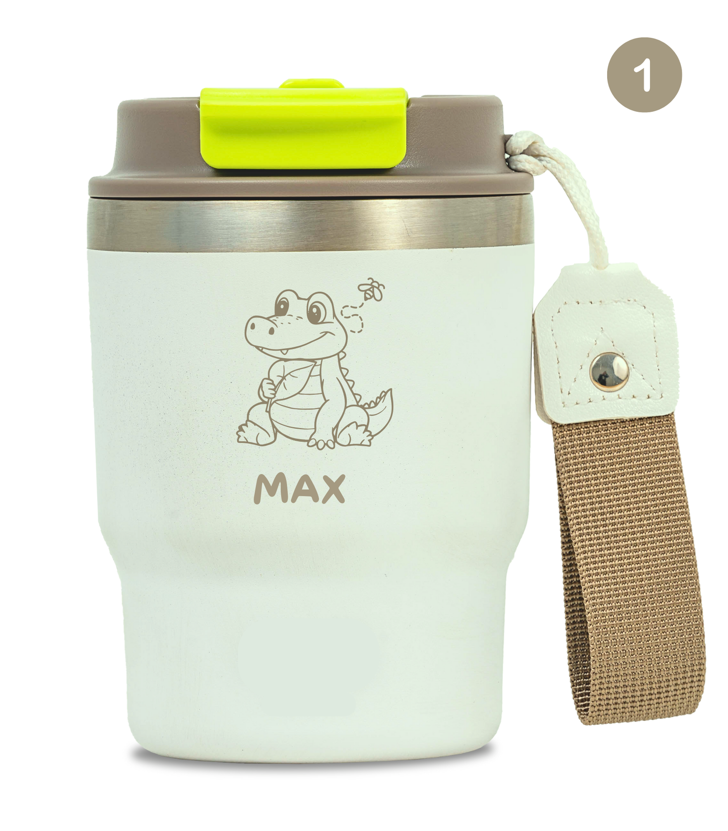 Termo Infantil 360 ml Personalizable | Blanco Marfil | Grabado Láser | ECOROOTS Kids