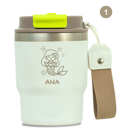 Termo Infantil 360 ml Personalizable | Blanco Marfil | Grabado Láser | ECOROOTS Kids