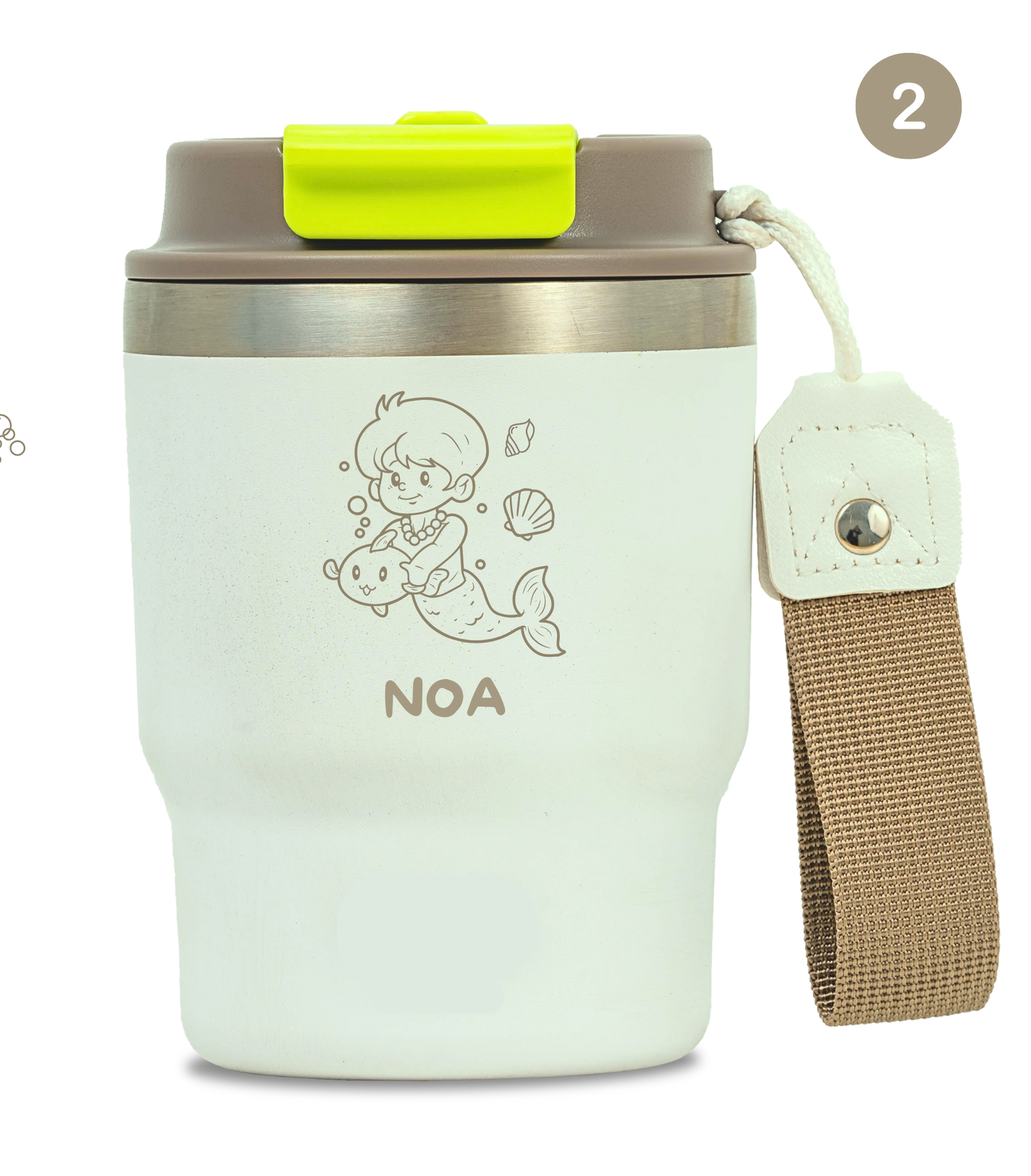 Termo Infantil 360 ml Personalizable | Blanco Marfil | Grabado Láser | ECOROOTS Kids