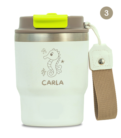 Termo Infantil 360 ml Personalizable | Blanco Marfil | Grabado Láser | ECOROOTS Kids