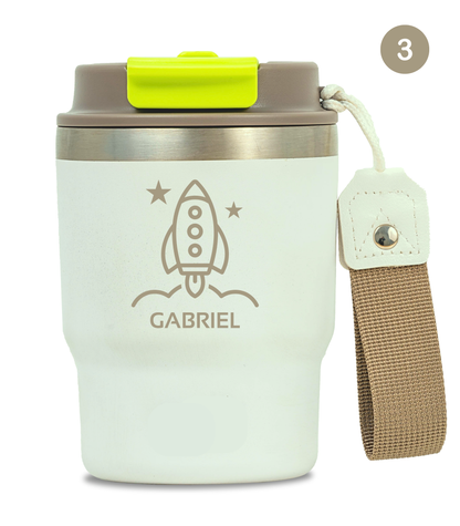 Termo Infantil 360 ml Personalizable | Blanco Marfil | Grabado Láser | ECOROOTS Kids