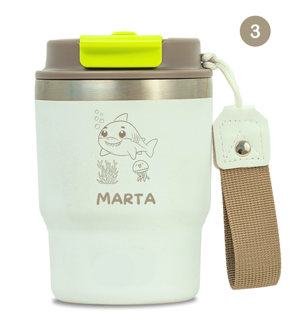 Termo Infantil 360 ml Personalizable | Blanco Marfil | Grabado Láser | ECOROOTS Kids