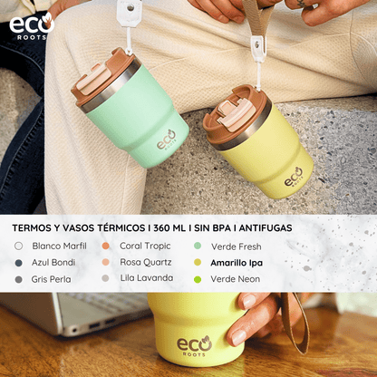 ECOROOTS Evergreen I Termo 360 º I Taza térmica (Amarillo Ipa)