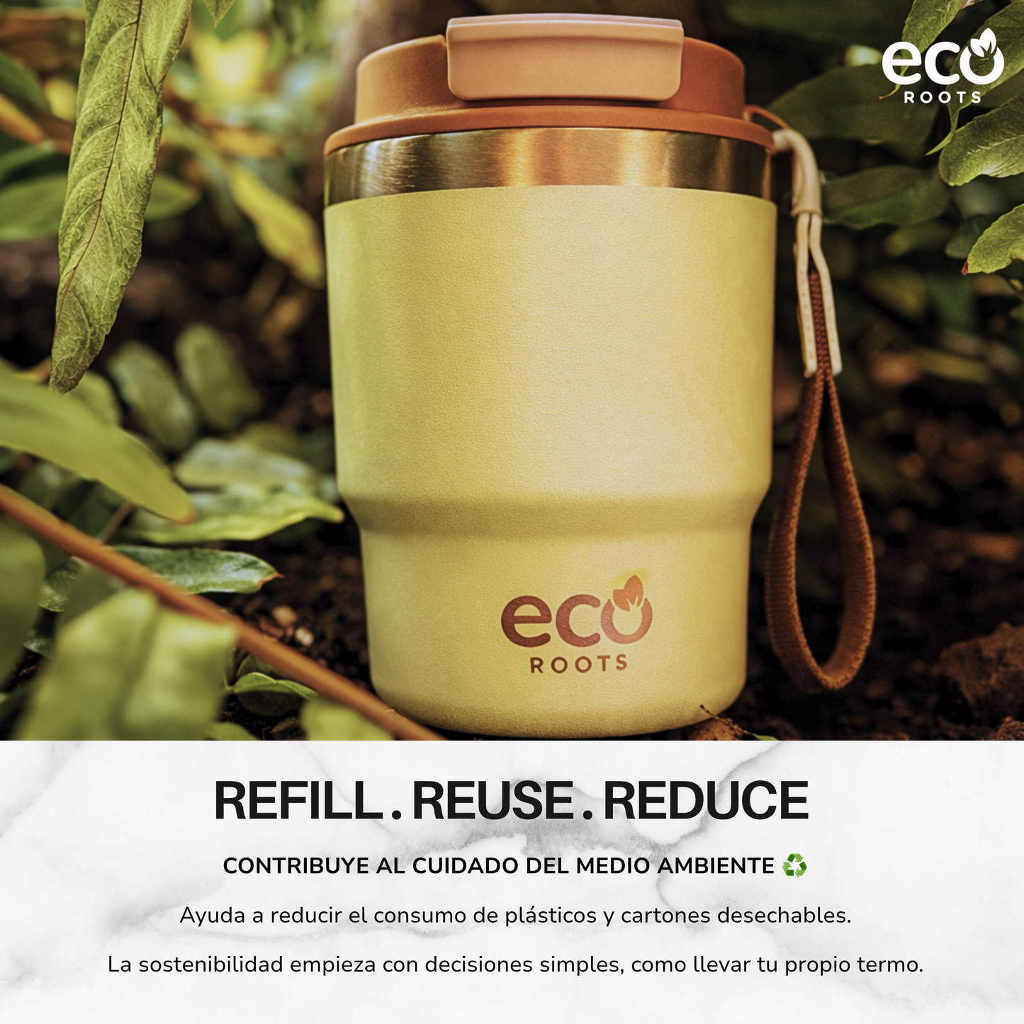ECOROOTS Evergreen I Termo y vaso térmico 360 ml (Amarillo Ipa)