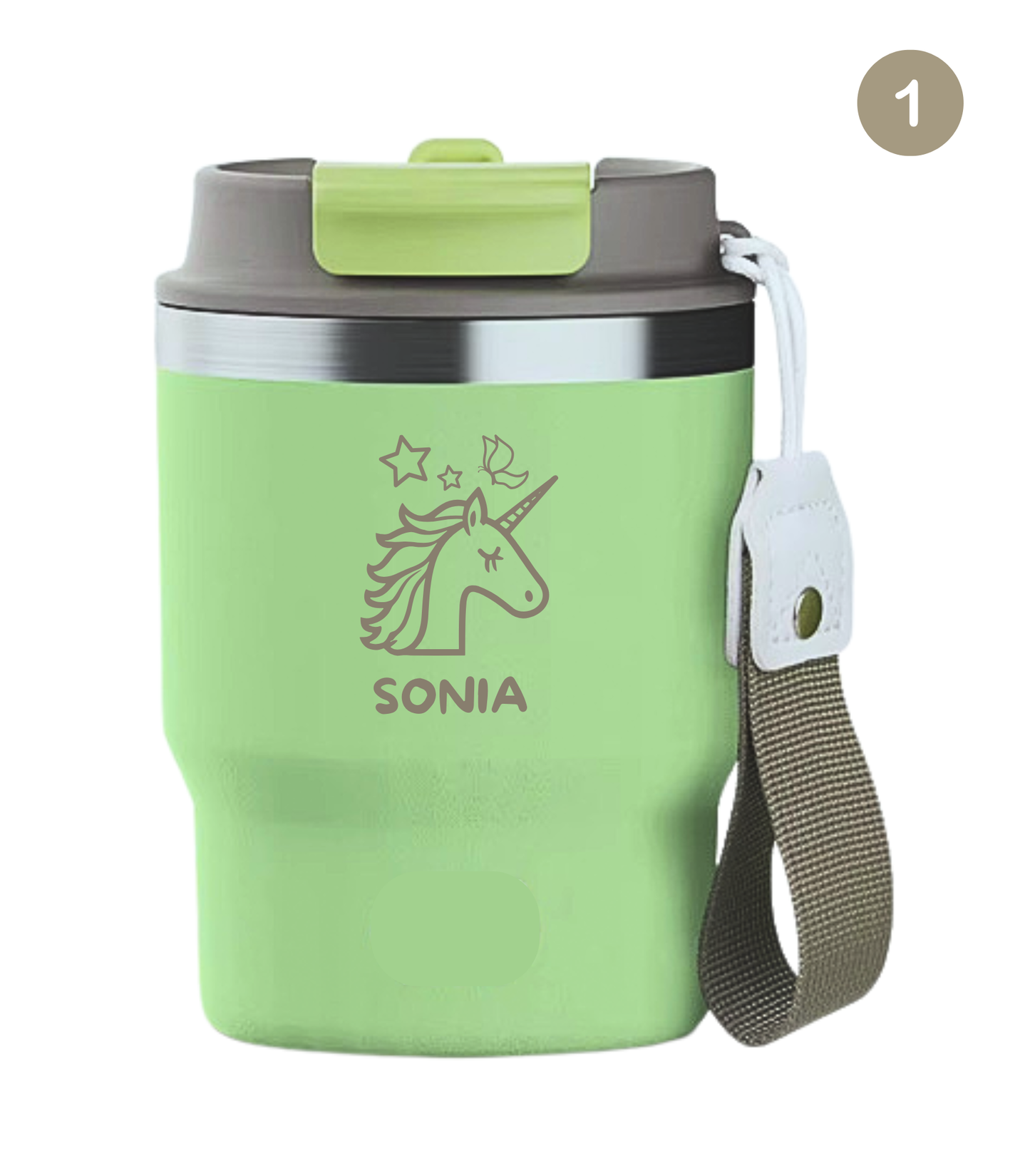Termo Infantil 360 ml Personalizable | Verde Fresh | Grabado Láser | ECOROOTS Kids