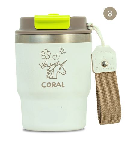 Termo Infantil 360 ml Personalizable | Blanco Marfil | Grabado Láser | ECOROOTS Kids