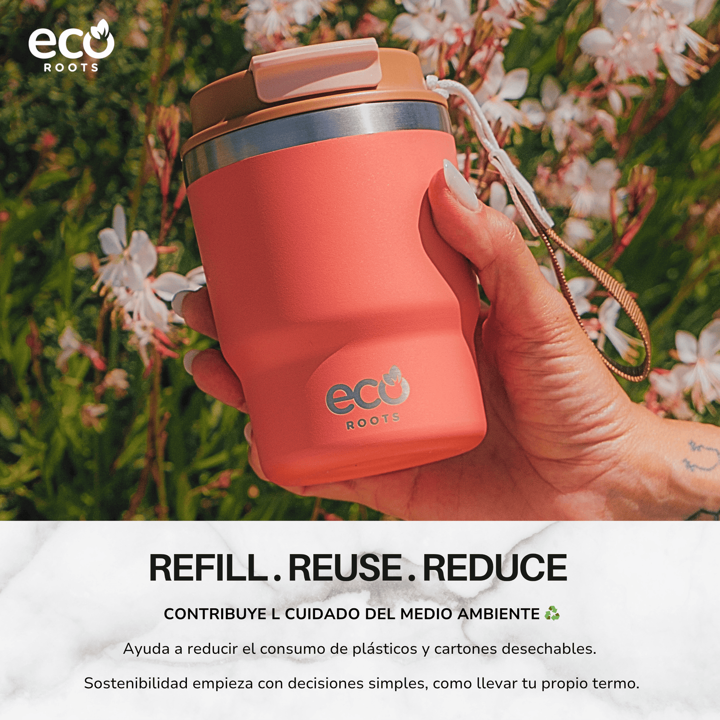 ECOROOTS Evergreen I Termo 360 º I Vaso térmico (Coral Tropic)