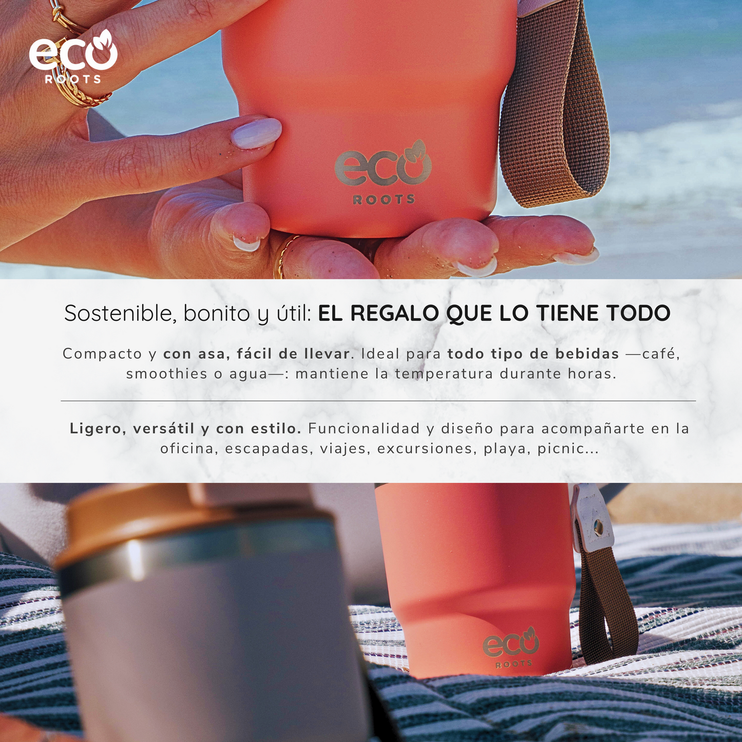 ECOROOTS Evergreen I Termo 360 º I Vaso térmico (Coral Tropic)